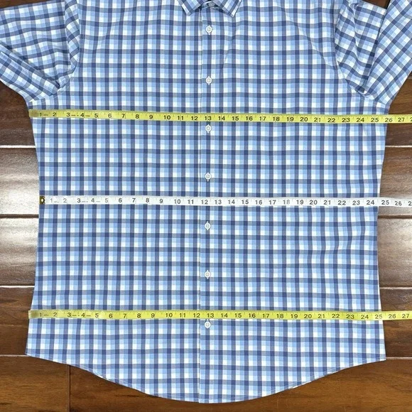Mizzen + Main Men's Size XXL Blue Check Trim Fit Leeward Button Up Shirt L/S